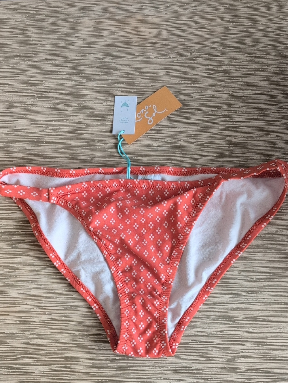 NWT Kona Sol Orange Printed Hipster Bikini Bottoms